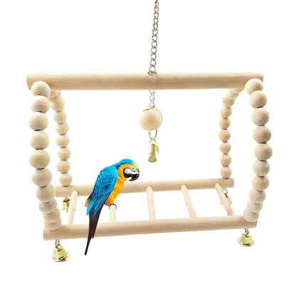 8PC Set. Combination Parrot Bird Toys. Wood Articles Bite Pet Bird Toys. For Parrot Training, Bird Toy Swing, Ball and Bell.