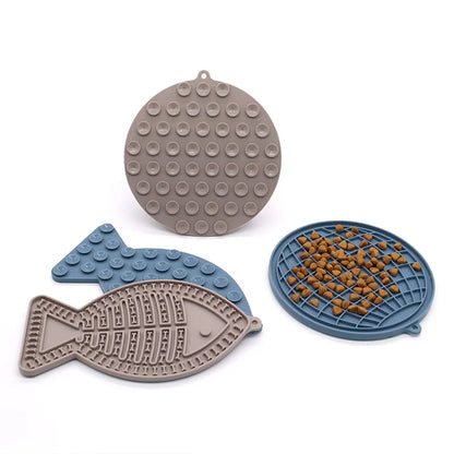 Silicone Pet Licking Mat. Cat Anti-choking With Slow Food Bowl. Puppy Bath Distracted Licking Plate.