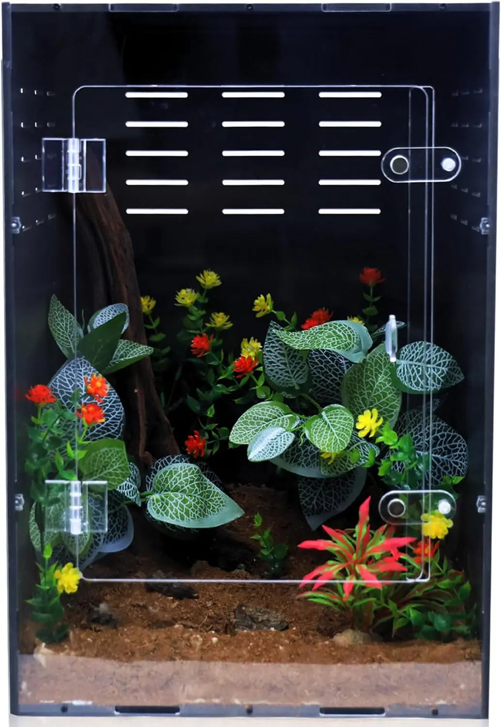 12x12x18 Acrylic Reptile Tank for Geckos, Snakes, Lizards - PVC Terrarium with Light-Blocking Design