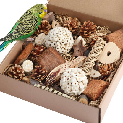 Bird Toys. Parrot Natural Bird Foraging Box. Foot Toys for Parakeets, Cockatiels, Conures, Love Birds and Other Small to Medium Birds