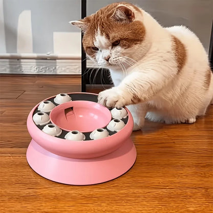 Interactive Cat Treat Dispenser Toy, Rotating Food Puzzle Bowl, Slow Feeder for Cats/Kittens, Funny Paw Work Design