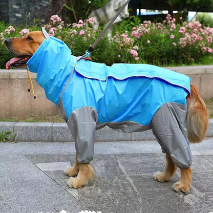 Waterproof Raincoat For Dogs. Suits, Dot Rain Cape For Medium/Big Dogs. Hooded Jacket/Poncho. Pet Rain Coat