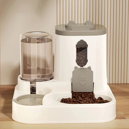 Pet large-capacity feeder, integrated, automatic water dispenser. Cat/dog food/water bowl.