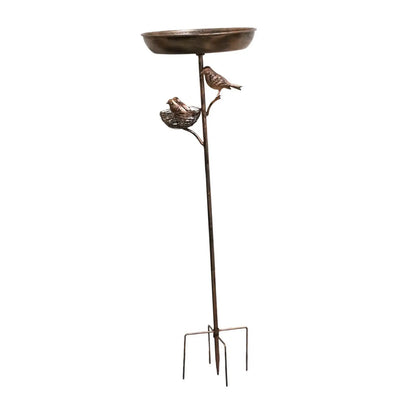 Bird Bath on Stand. Metal Outdoor Feeder Tray for Drinking and Feeding. Attracting Garden Birds
