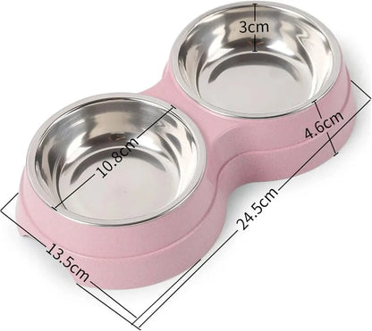 Stainless Steel Double Pet Bowls. Dog Food And Water Feeder Dish. Cat& Puppy Feeding Supplies. Small Dog