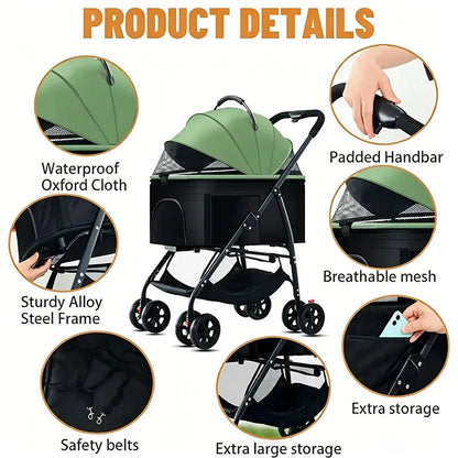 Pet Strollers, 3in1 Lightweight, Foldable, Specifically Designed for Walking Dogs. Medium-sized Small Dogs and Cats