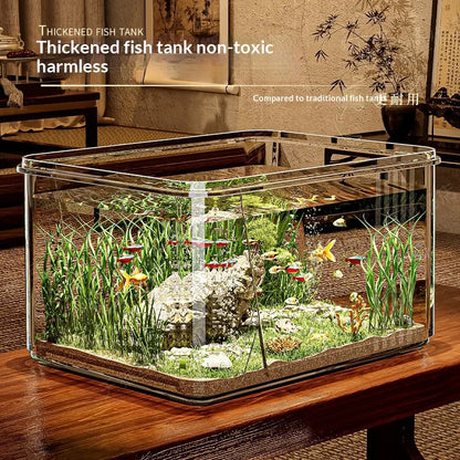 Mini Transparent Thick Acrylic Desktop Aquarium Fish Tank. Square Small Home Office. Goldfish, Turtle  Fish Tank Accessories