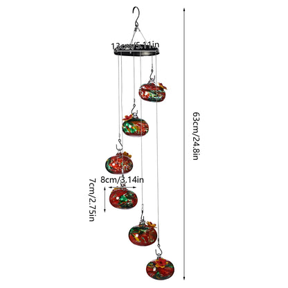 Glass Ball Hummingbird Feeder for Outdoor. Hanging Bird Feeder, Hand Blown Glass, Color Changing 6 Feeding Ports
