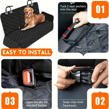 Car Dog Seat Cover for Back Seat. Waterproof Auto Rear Pet Seat Protector Mat. Nonslip Universal Safety Carrier For Traveling Dogs