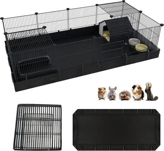 DIY Small Animal Cage with Door, 16 Panel Pet Playpen for Bunny or Hedgehog. Waterproof, Indoor/Outdoor