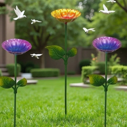 Bird Food/Water Bowl. Iron Flower Shaped Bird Bath. Large Capacity, Durable Bird Feeding Dish. Convenient Bird Bathtub for Yard/Courtyard