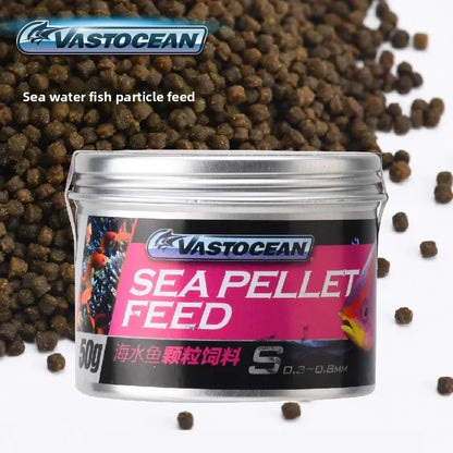 VASTOCEAN Marine Fish Food. Soft Slow-Sink Pellets. Coral Tank Safe Formula for Clownfish, Picky Eaters Ornamental Fish