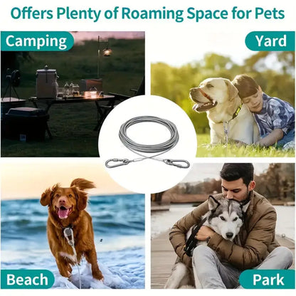 Double-headed Dog Tie. Outside Cable Leash , traction rope with metal buckle, steel wire anti-rust training collar,Outdoor Dogs Strap