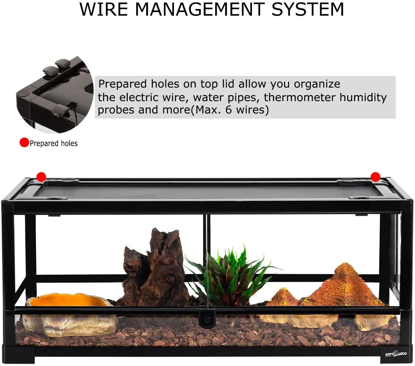 20 Gallon Front Opening Glass Reptile Terrarium, 30x12x12 Inch with Ventilation Lid for Gecko, Lizard & Snake Pets