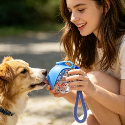 1PC, 545ml Portable & Hangable & Lightweight Pet Water Bottle for On-the-Go Outdoor Use. Food-grade Silicone Bottle.