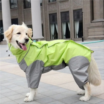 Waterproof Raincoat For Dogs. Suits, Dot Rain Cape For Medium/Big Dogs. Hooded Jacket/Poncho. Pet Rain Coat