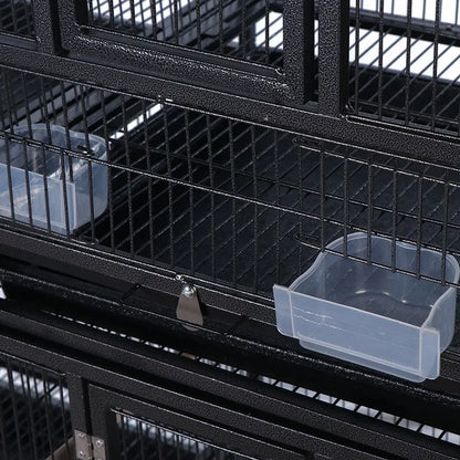 Breeding Flight Bird Cage with Detachable Rolling Stand. Breeder Cage with Perches, Food Boxes, Slide-Out Tray and Storage Shelf.Can be used for other caged animals
