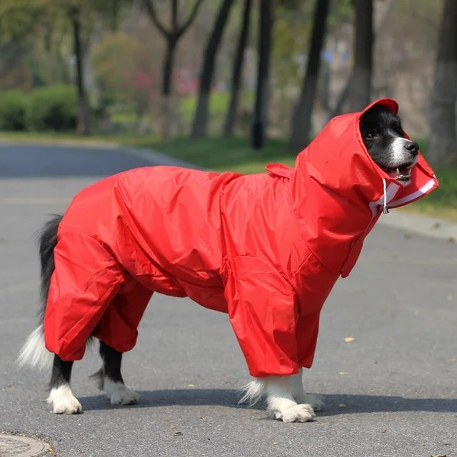 Waterproof Raincoat For Dogs. Suits, Dot Rain Cape For Medium/Big Dogs. Hooded Jacket/Poncho. Pet Rain Coat