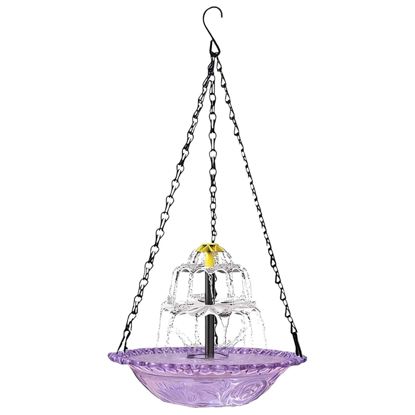Bird Feeder. Hanging Bird Bath with Fountain. Outdoor Bird Drinking Tray with Hook for Garden Backyard. Wildlife Feeder