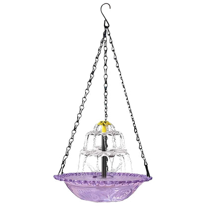 Bird Feeder. Hanging Bird Bath with Fountain. Outdoor Bird Drinking Tray with Hook for Garden Backyard. Wildlife Feeder