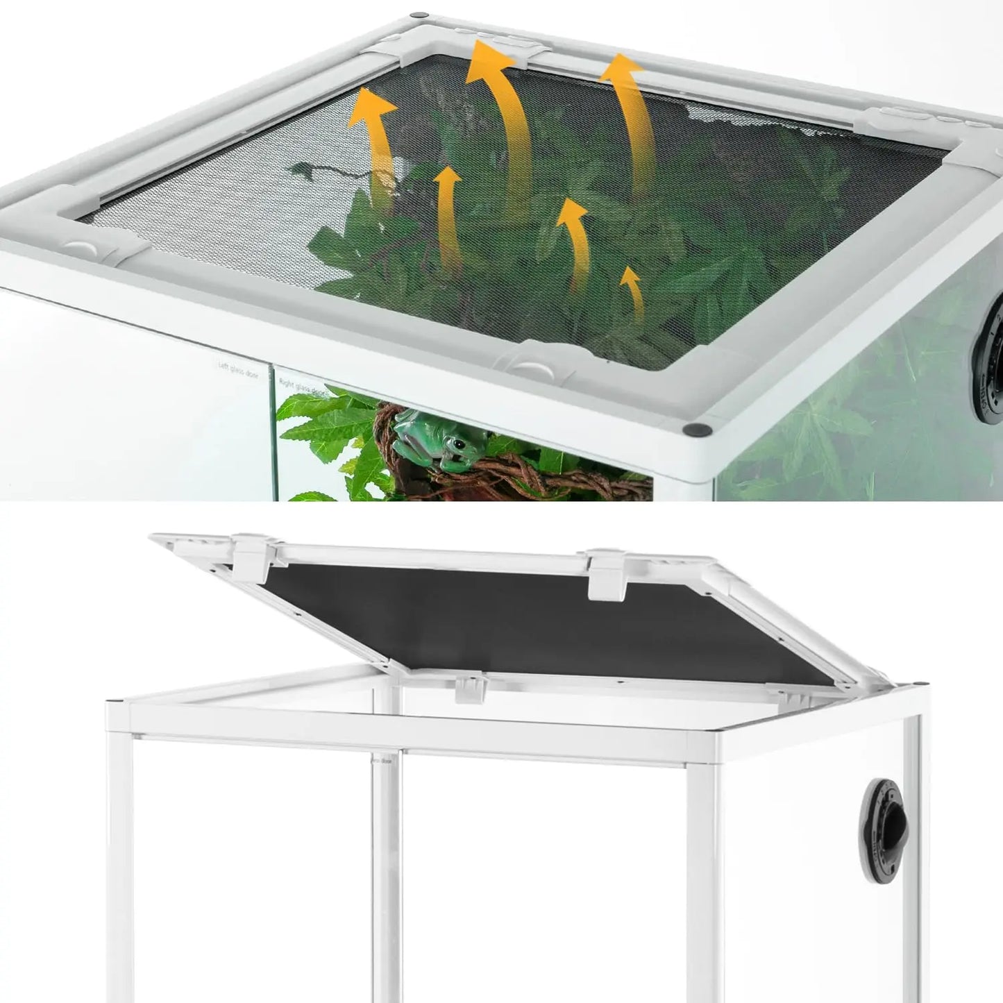 30 Gallon Glass Reptile Terrarium with Double Hinge Door, Ideal for Bearded Dragons and Snakes