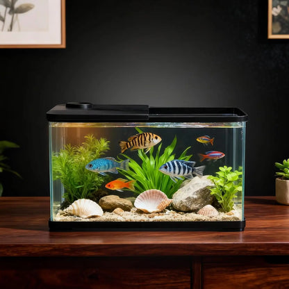 GarveeLife 13-Gallon Aquarium Kit – Complete Fish Tank with LED Light & Lid for Goldfish, Betta & Shrimp