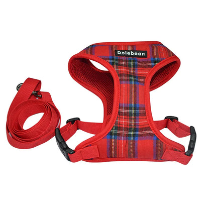 New Dog Harness and Leash Set. Traction Rope Plaid Chest Strap. Small and Medium-sized Dogs