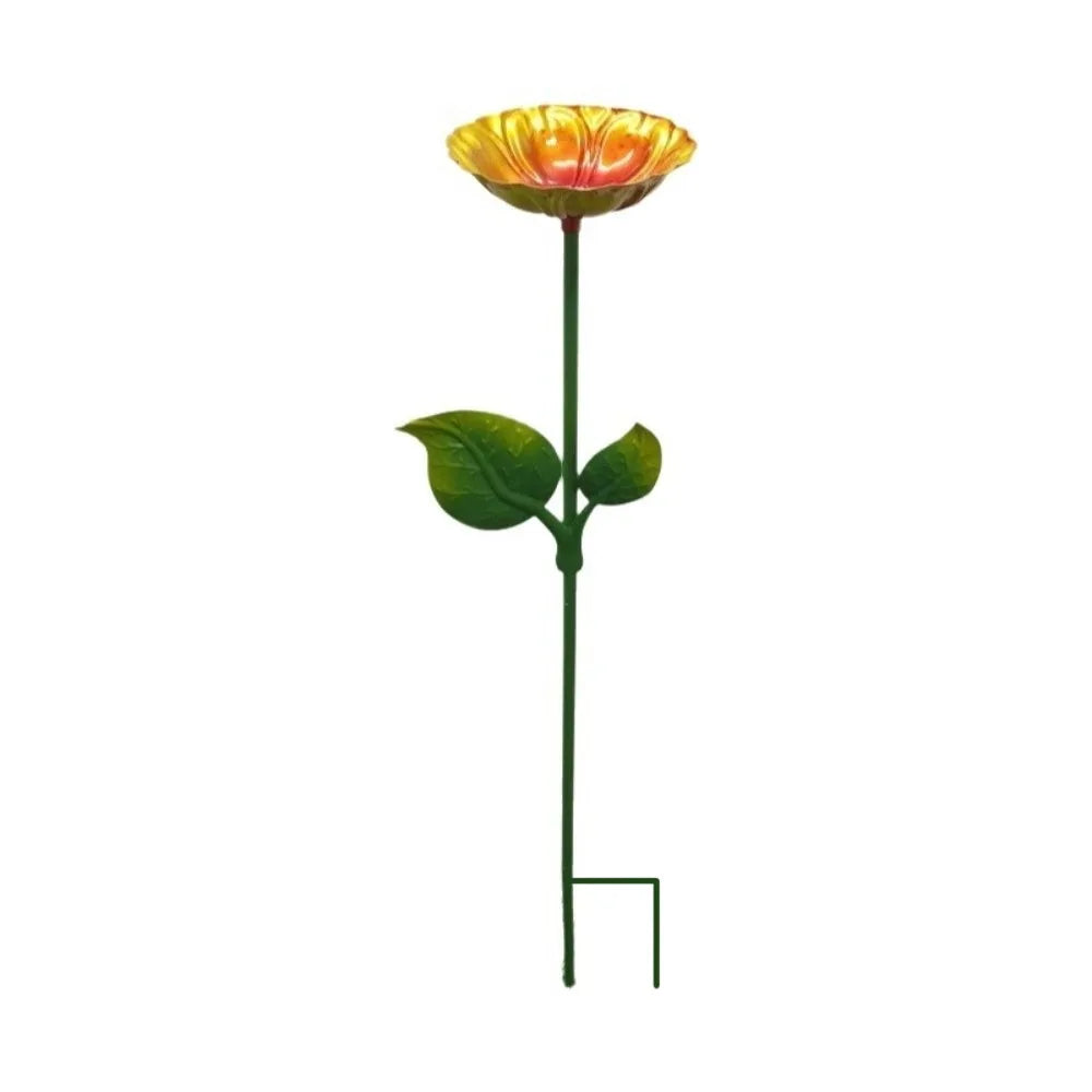 Bird Food/Water Bowl. Iron Flower Shaped Bird Bath. Large Capacity, Durable Bird Feeding Dish. Convenient Bird Bathtub for Yard/Courtyard