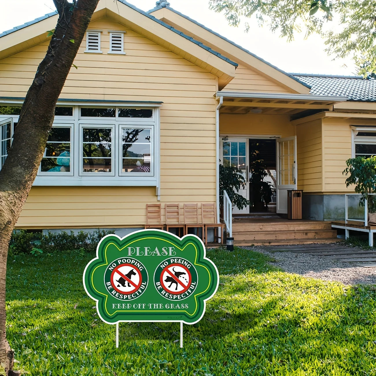 2 Pack No Peeing and No Pooping Dog Sign. Please Be Respectful. Keep Off The Grass Yard Signs. UV Protected & Waterproof, Outdoor