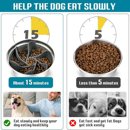 Pet Feeder, Plugin. Powerful Suction Cup, Slow Food, Anti Choking Bowl. Convenient, Easy Clean, Extended Dogs Eating Time.