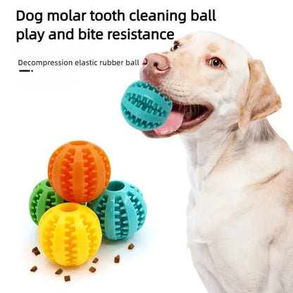 Pet Food and Treat Feeder. Dog Ball, Nontoxic, Bite Resistant Interactive Chew Toy. Teeth Cleaning Ball.