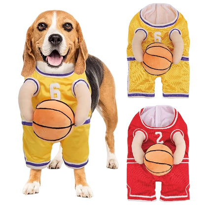 Dog Basketball Player Costume with Ball. Pet Halloween Costume. Cosplay Costume