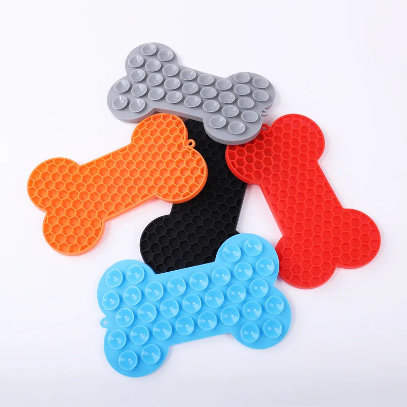 Silicone Pet Licking Mat. Cat Anti-choking With Slow Food Bowl. Puppy Bath Distracted Licking Plate.