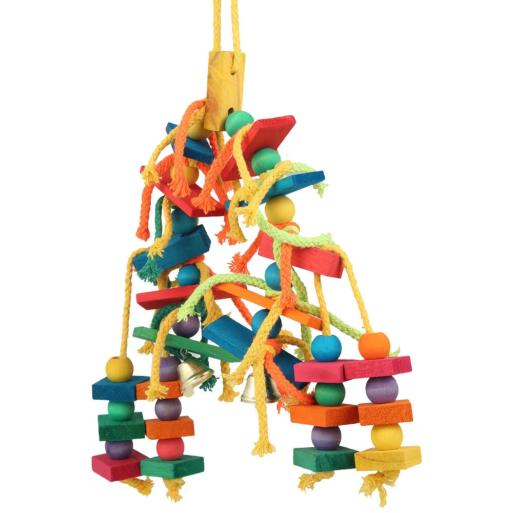 Wood Parrot Bird Toys. Love Bird Cage. Funny Training Bird Toys. Cotton Rope. Parrot Toy, Bite Resistant, Bird Tearing.