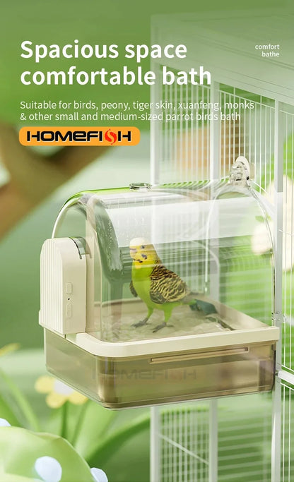 Clear Hanging Bird Bath. Automatic Water Circulation. Bath/ Shower For Birds. Easy to clean. Space Saving Design
Bird Cage Accessory