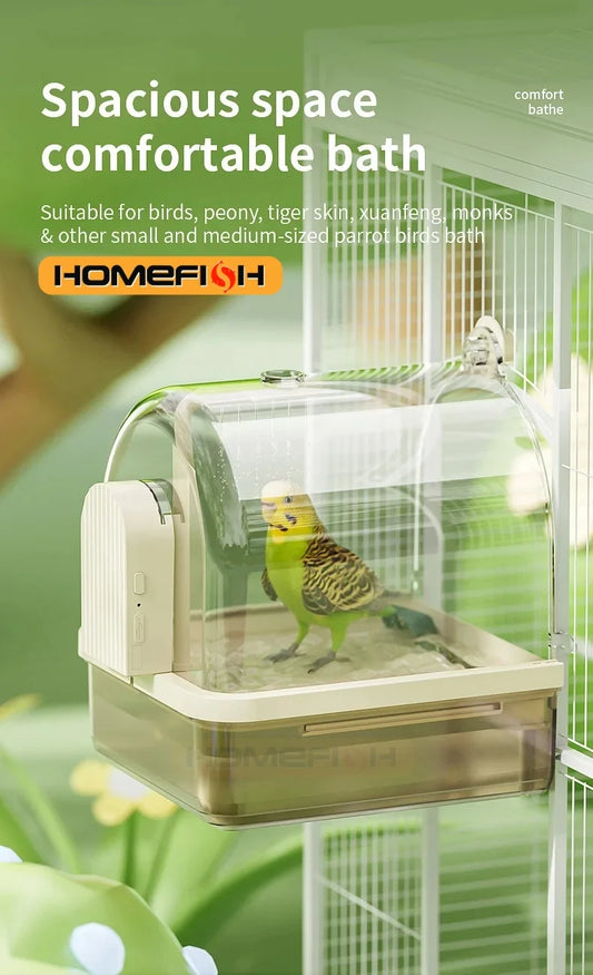 Clear Hanging Bird Bath. Automatic Water Circulation. Bath/ Shower For Birds. Easy to clean. Space Saving Design
Bird Cage Accessory