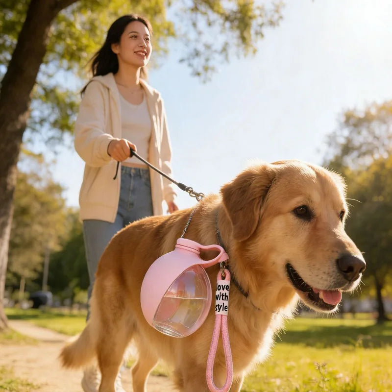 1PC, 545ml Portable & Hangable & Lightweight Pet Water Bottle for On-the-Go Outdoor Use. Food-grade Silicone Bottle.