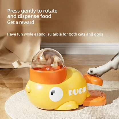 Little Yellow Duck Treat Dispenser. Cat/Dog Toy. Self Play Boredom Relief. Interactive Launcher, IQ Training, Slow Feeder Puzzle Toys