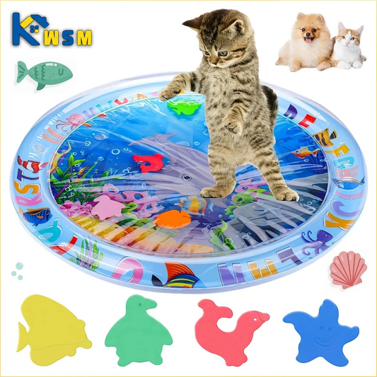 Pet Water Sensory Play Mat for Cats and Dogs. Thickened Cooling Pad. Interactive, Self Play Toy for Pets Indoor Activity