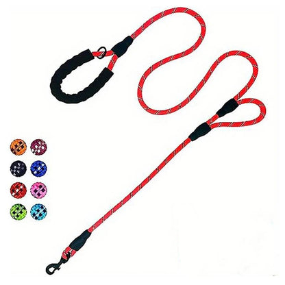 Rope Dog Leash, 6ft long, Padded Two Handle,Heavy Duty,Reflective Double Handles Lead for Control Safety Training,Leash