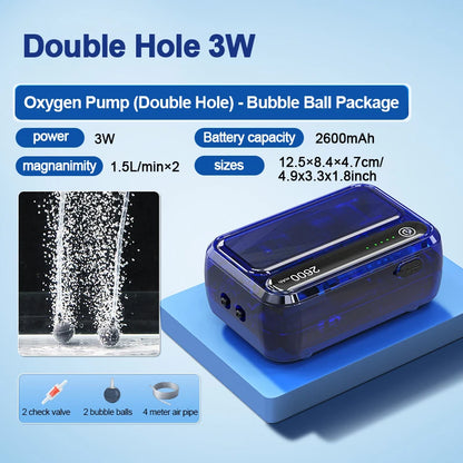 4800mAh aquarium oxygen pump, USB charging. Small, portable oxygen pump, Indoor and outdoor fishing aerator