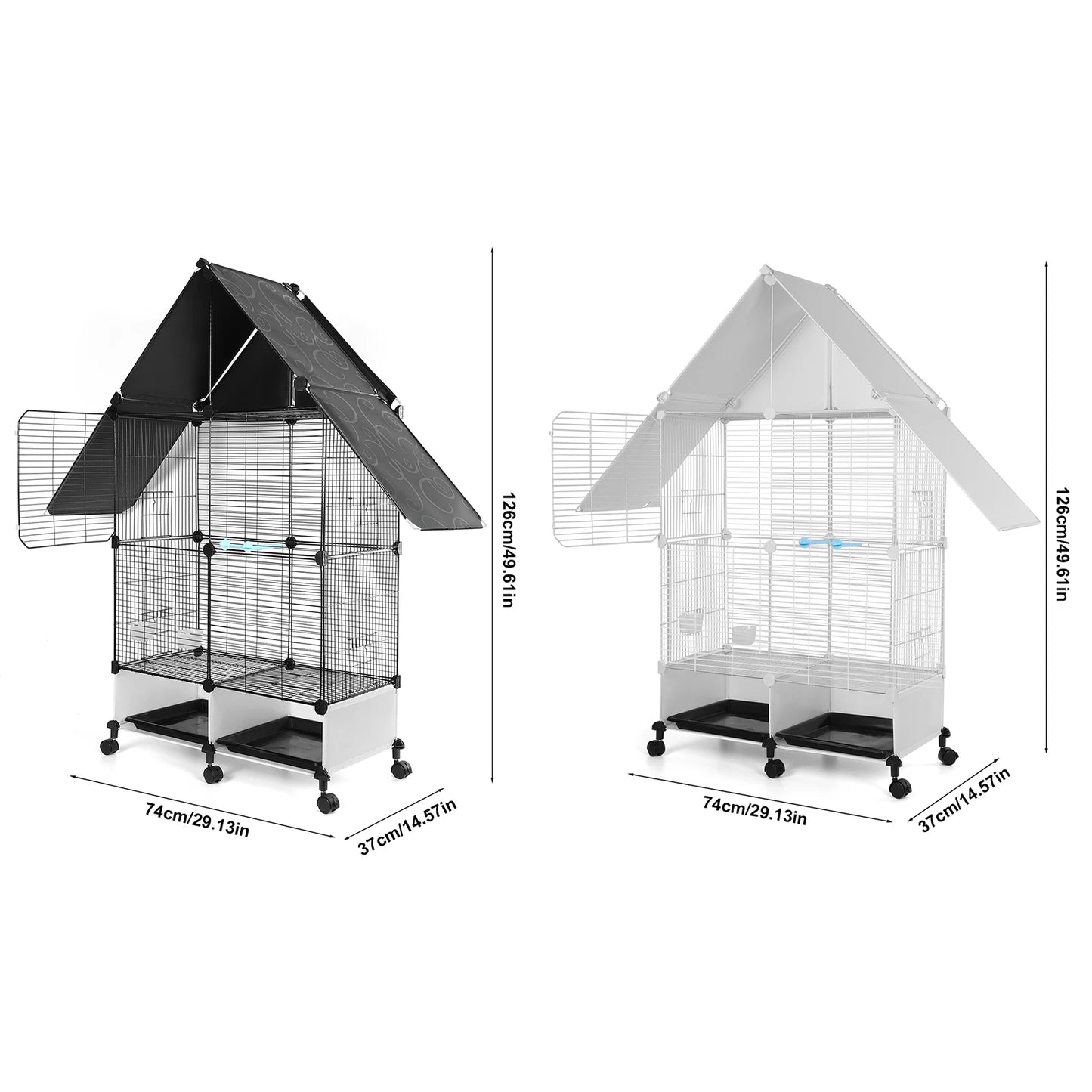 Bird Cage with Rolling Stand. House Shape Bird Cage. Large Iron Bird Cage with Lock. Bird Villa for Canary Finch ,Budgie & Lovebirds