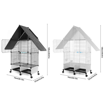 Bird Cage with Rolling Stand. House Shape Bird Cage. Large Iron Bird Cage with Lock. Bird Villa for Canary Finch ,Budgie & Lovebirds