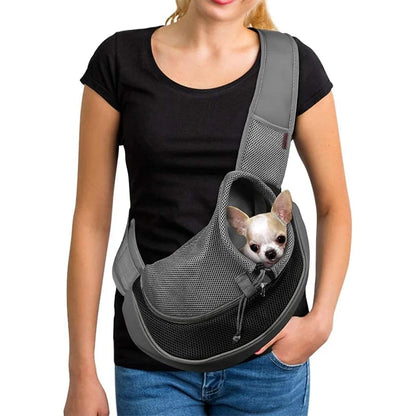 Pet Sling Carrier for Small Dogs & Cats – Hands-Free Puppy Carrier with Safety Hook, Large Zipper Pocket, Soft Breathable Mesh