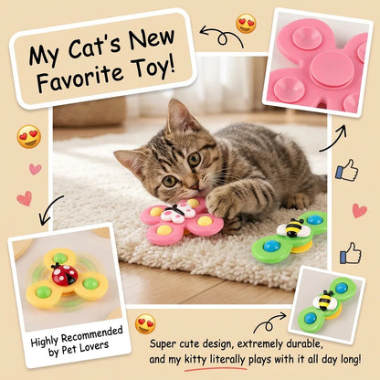 Pet cat toys, insect suction cups, spinning toys, rotating windmills, cat teasers, cat stress relief toys,
