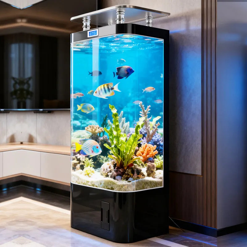 Smart Self-Cleaning Fish Tank - Medium Sized Standing Ecological Aquarium with Built-in Filtration  No Water Change Needed