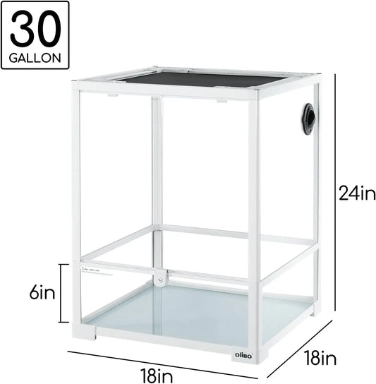 30 Gallon Glass Reptile Terrarium with Double Hinge Door, Ideal for Bearded Dragons and Snakes