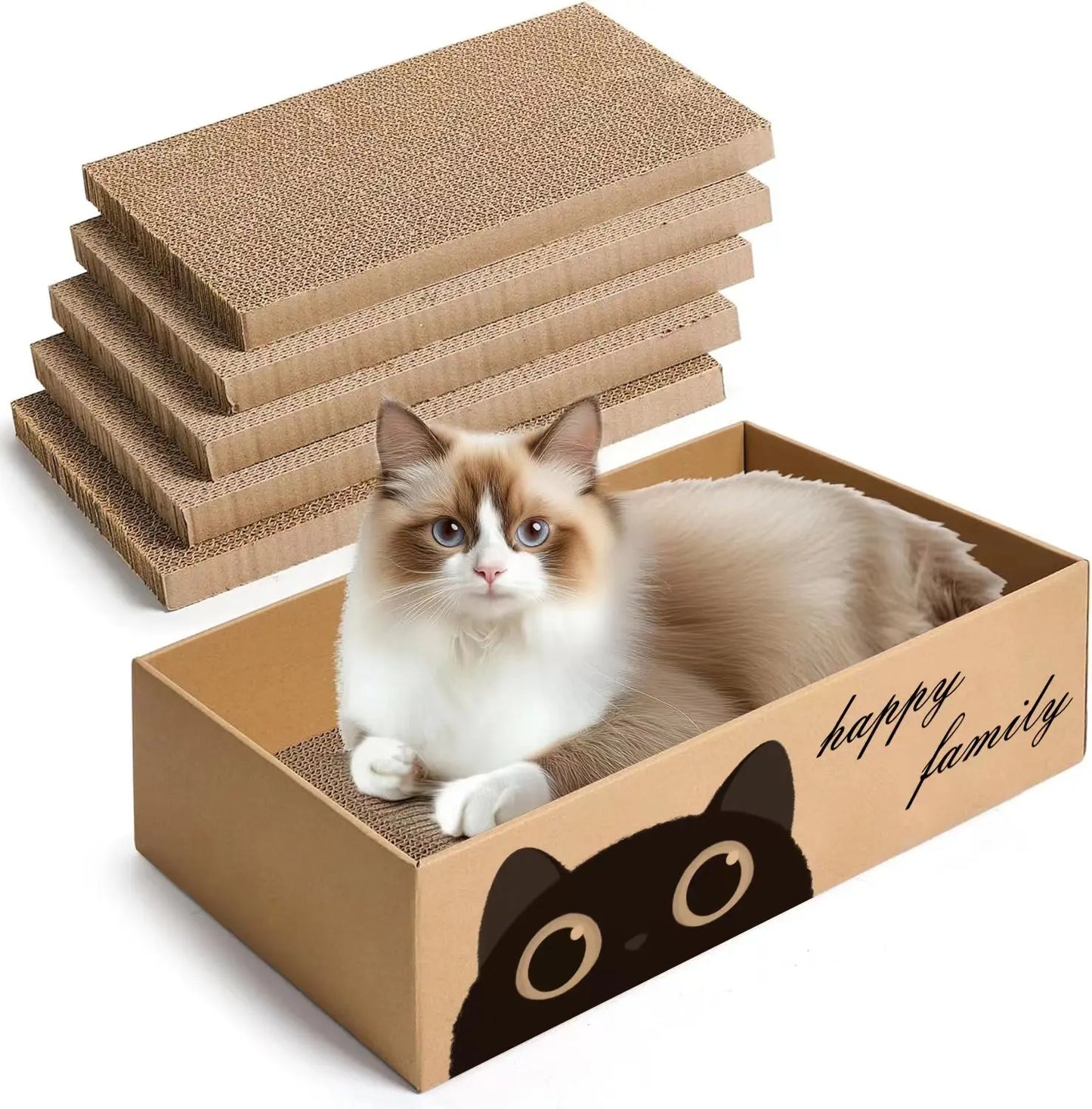 Durable Cardboard Cat Scratching Pad with Cat Bed Combo. Non-Shedding ,All-Season Pet Bed, Toy for Cats, Essential Pet Supplies