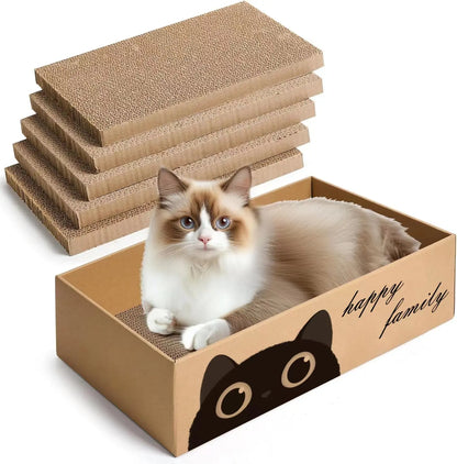 Durable Cardboard Cat Scratching Pad with Cat Bed Combo. Non-Shedding ,All-Season Pet Bed, Toy for Cats, Essential Pet Supplies
