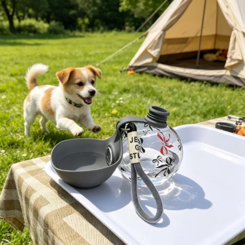 1PC, 545ml Portable & Hangable & Lightweight Pet Water Bottle for On-the-Go Outdoor Use. Food-grade Silicone Bottle.